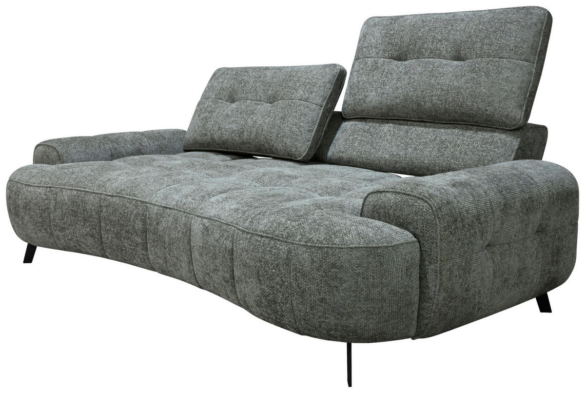 2-SITZER-SOFA Chenille Grau  - Schwarz/Grau, Design, Kunststoff/Textil (230/84/104/111/122cm) - Livetastic