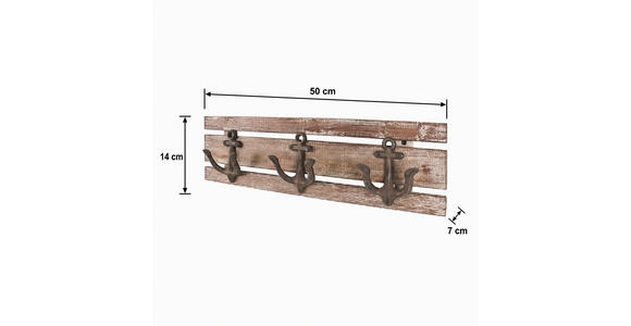 WANDGARDEROBE  in Tanne massiv Braun  - Braun, Design, Holz (50/14/7cm) - Carryhome