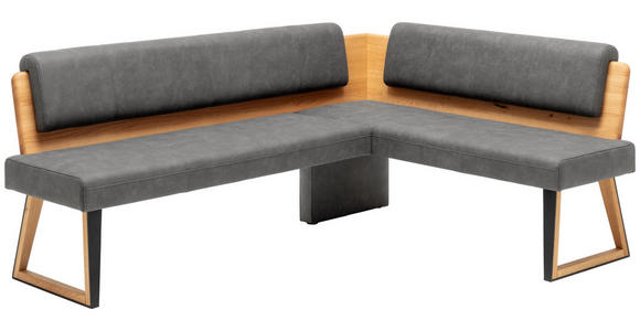 ECKBANK 195/155 cm  in Dunkelgrau, Wildeiche  - Wildeiche/Dunkelgrau, Design, Holz/Textil (195/155cm) - Venda