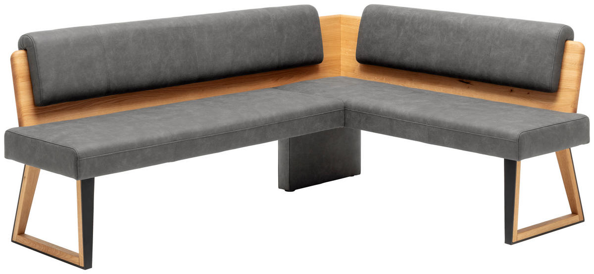 ECKBANK 235/165 cm  in Dunkelgrau, Wildeiche  - Wildeiche/Dunkelgrau, Design, Holz/Textil (235/165cm) - Venda