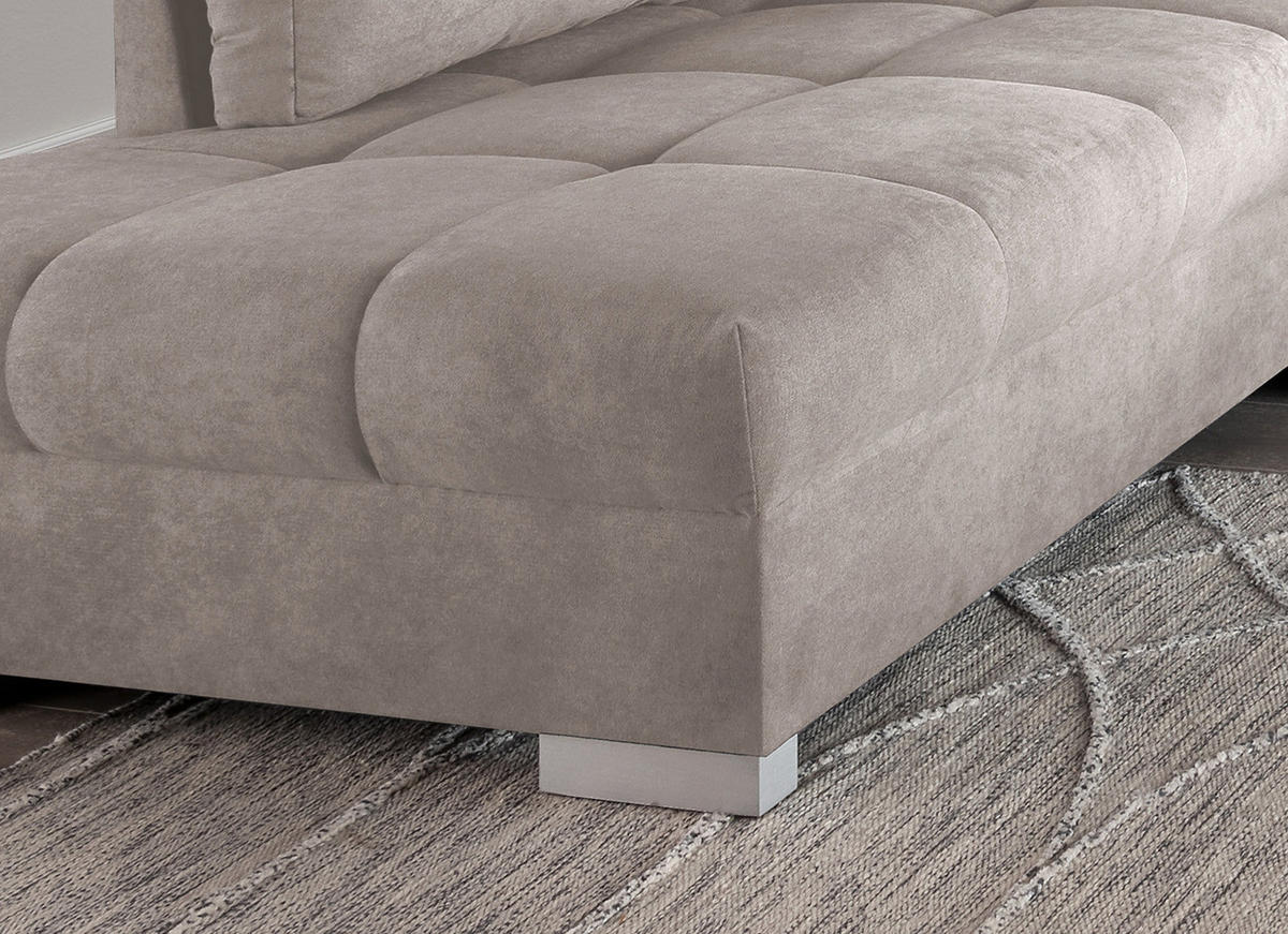 ECKSCHLAFSOFA Taupe Mikrofaser  - Taupe/Silberfarben, Design, Holz/Textil (202/298cm) - MID.YOU