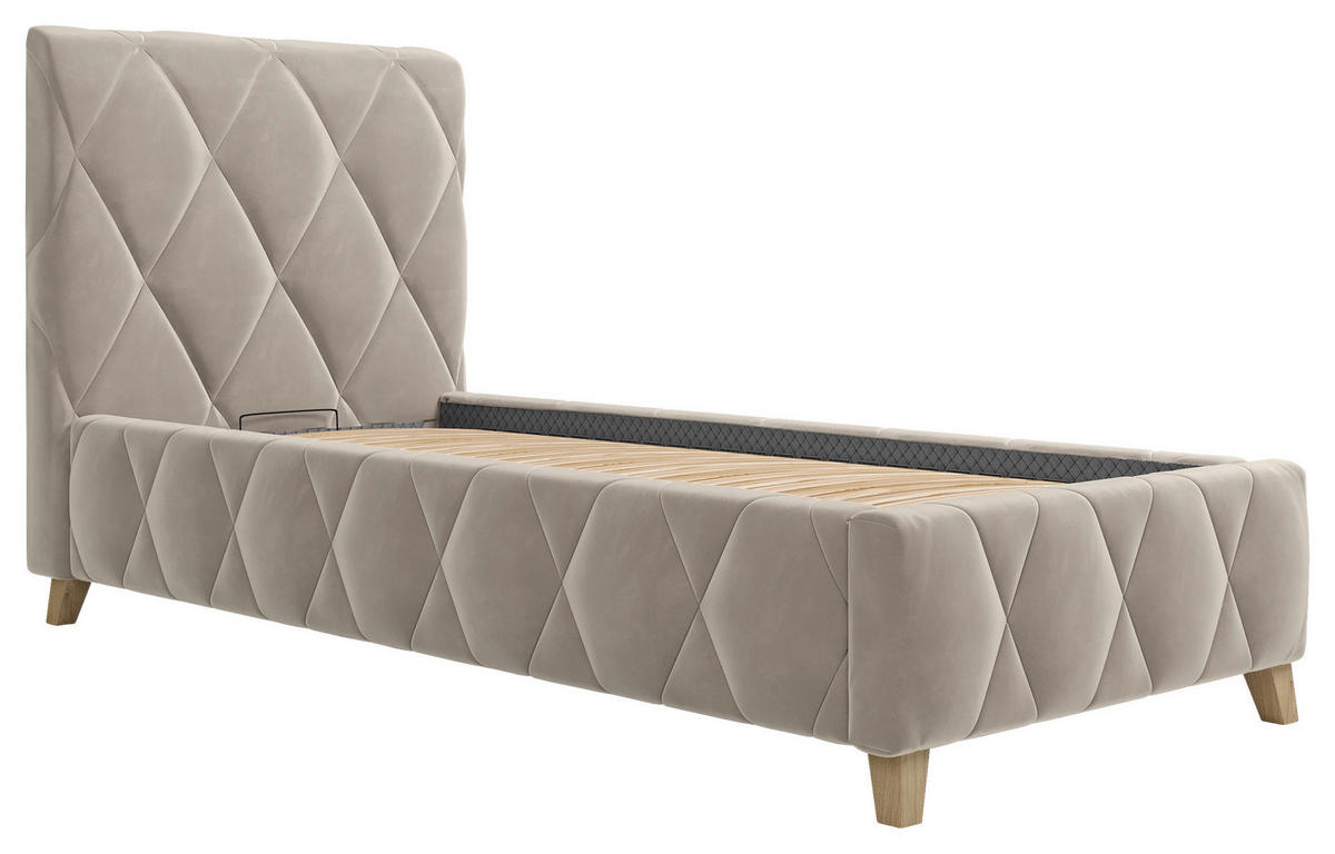 POLSTERBETT gepolstertes Kopfteil, Lattenrost, Bettkasten Cappuccino 80/200 cm  - Cappuccino, MODERN, Holz/Holzwerkstoff (80/200cm) - MID.YOU