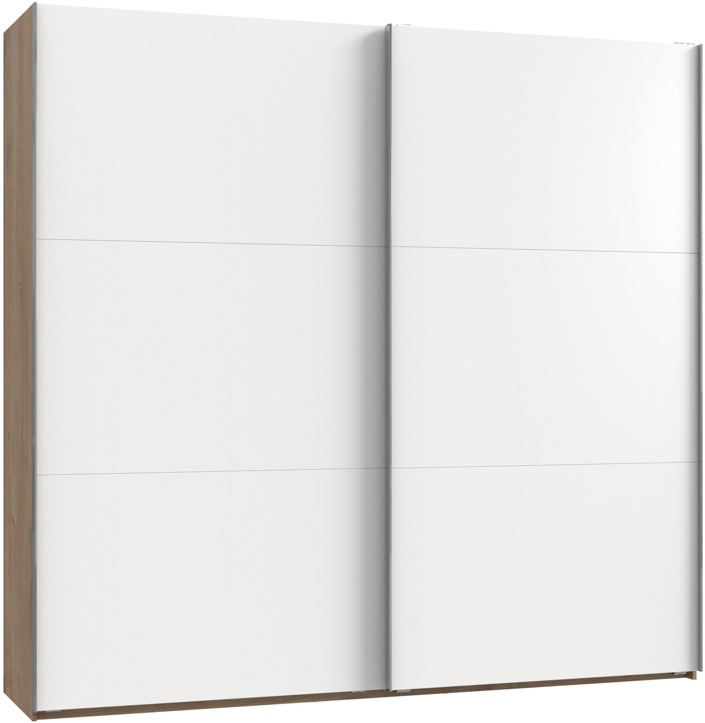 SCHWEBETÜRENSCHRANK  in Weiß, Eichefarben, Alufarben  - Chromfarben/Eichefarben, MODERN, Holzwerkstoff (250/236/65cm) - MID.YOU