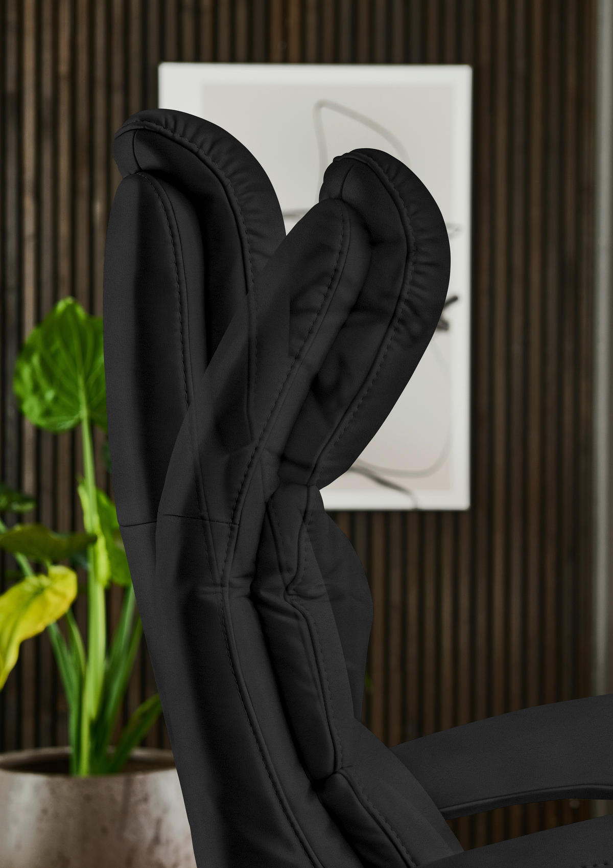 RELAXSESSEL in Leder Schwarz  - Edelstahlfarben/Schwarz, Design, Leder/Metall (76/119/86cm) - Dieter Knoll