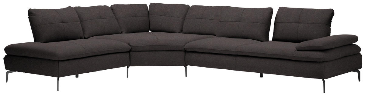 ECKSOFA in Flachgewebe Schwarz  - Schwarz, Design, Textil/Metall (271/344cm) - Chilliano