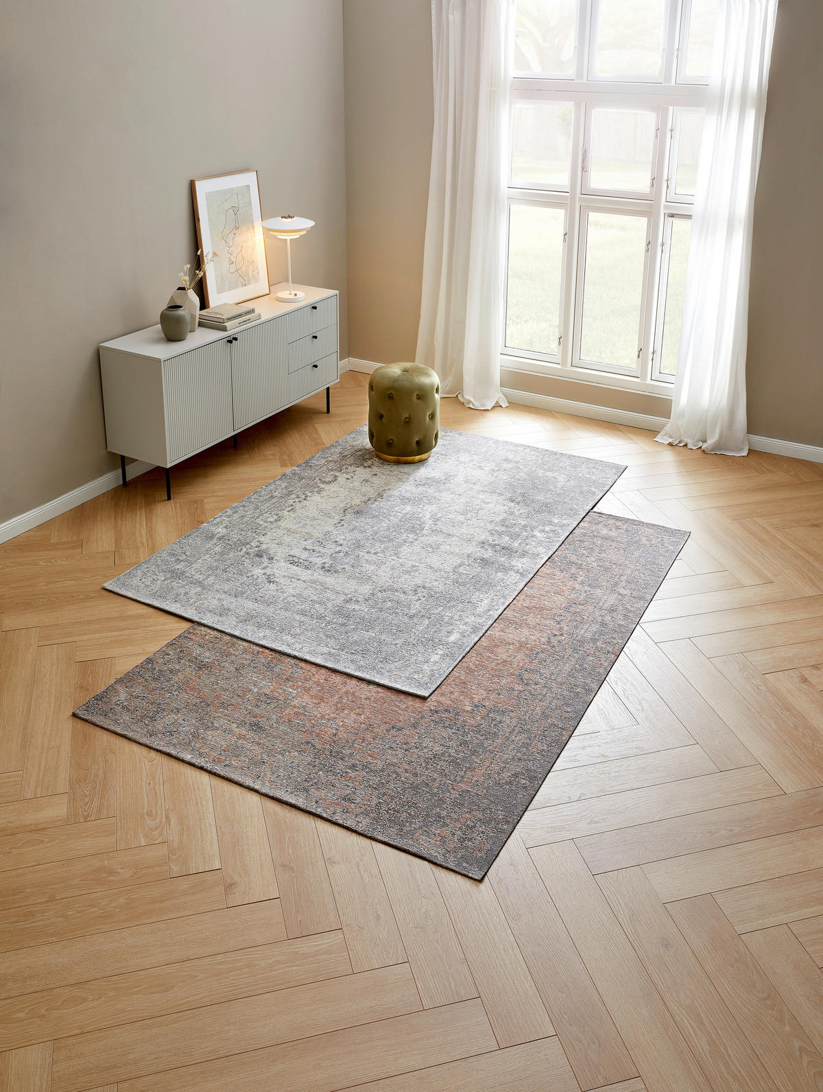 VINTAGE-TEPPICH 68/135 cm Silberfarben  - Silberfarben, Design, Textil (68/135cm) - Novel