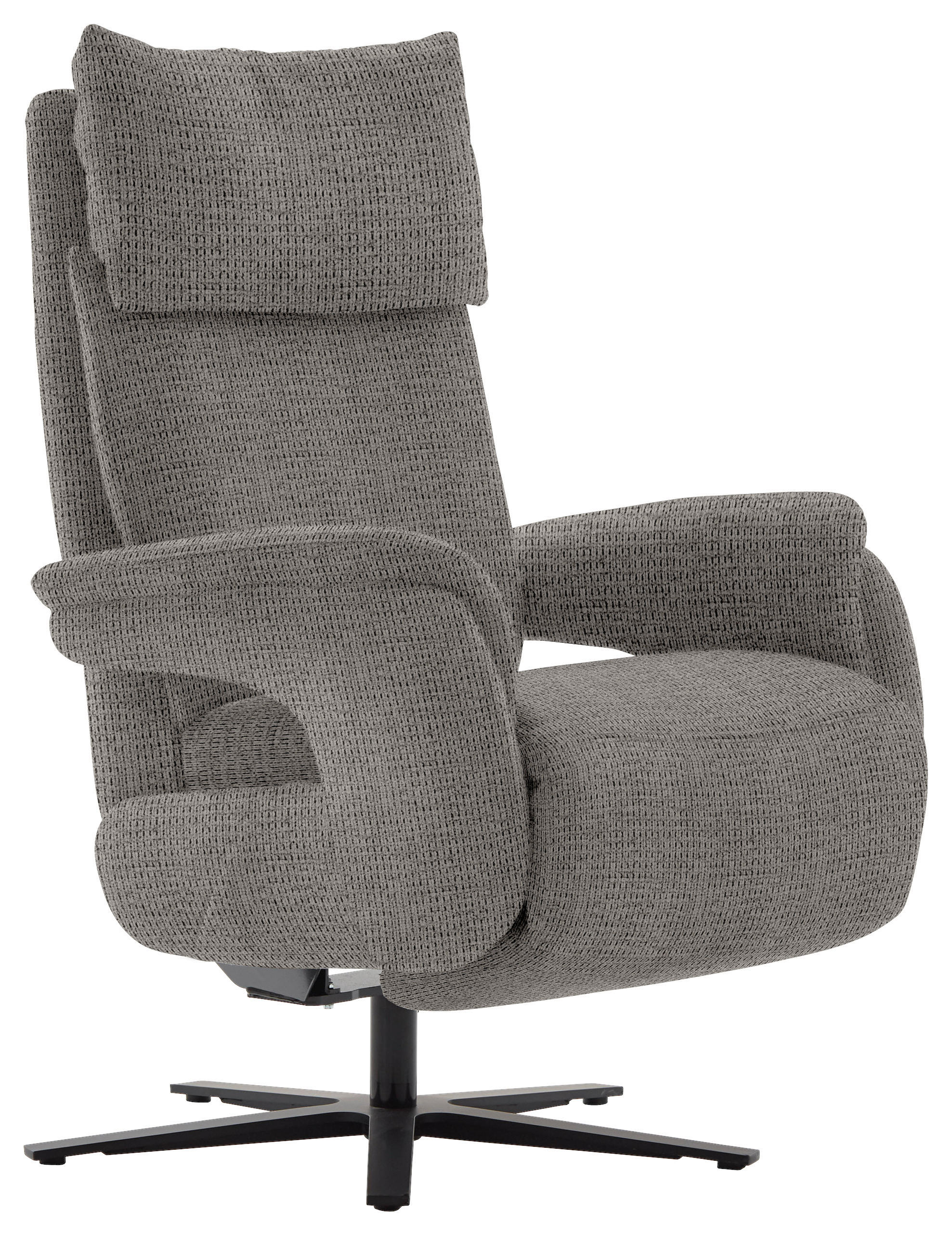 RECLINERFÅTÖLJ i struktur mörkgrå  - mörkgrå/svart, Modern, metall/textil (73/113-117/85cm) - Livetastic