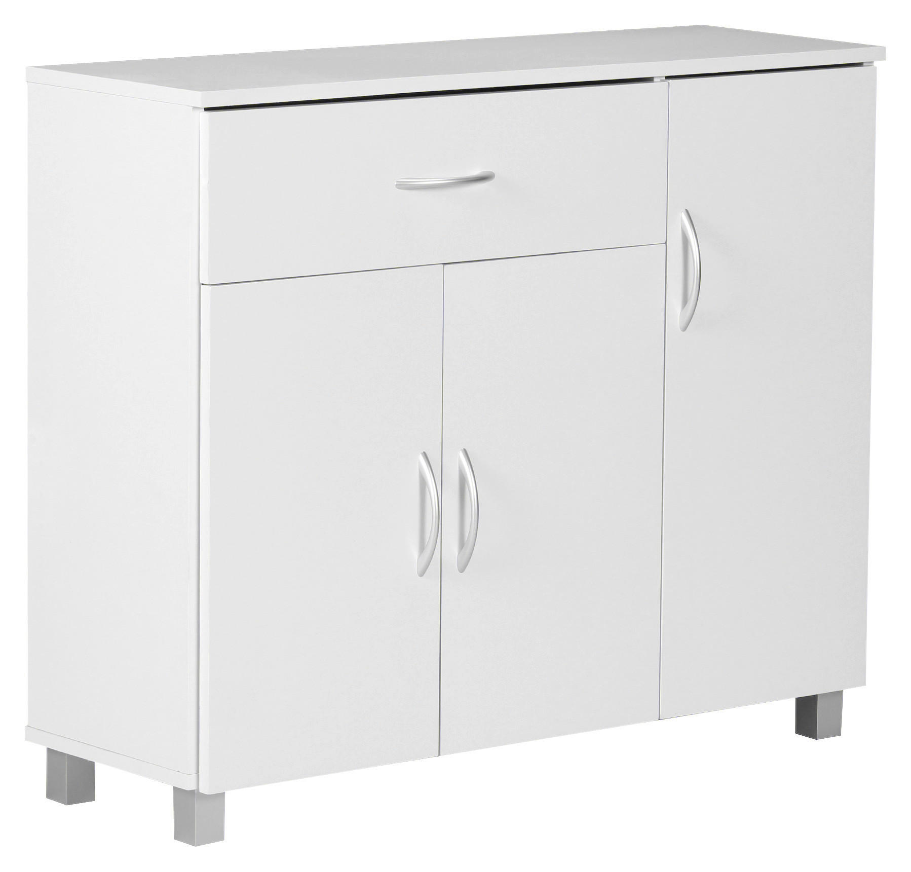SIDEBOARD 90/75/30 cm  - vit/aluminiumfärg, Klassisk, trämaterial (90/75/30cm) - MID.YOU