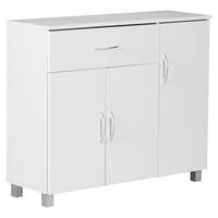 SIDEBOARD 90/75/30 cm  - vit/aluminiumfärg, Klassisk, trämaterial (90/75/30cm) - MID.YOU