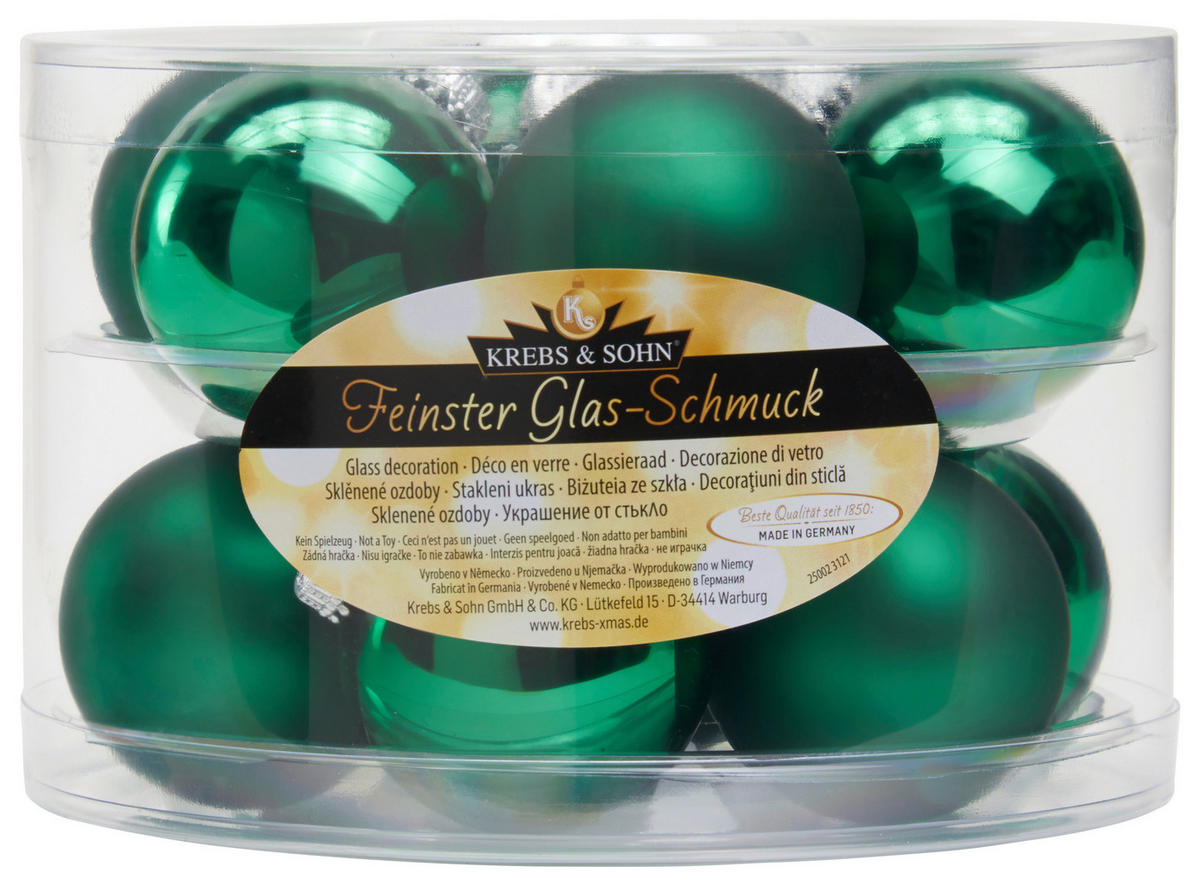 JULGRANSKULOR SET 6 cm 12 delar  - mörkgrön, Lifestyle, glas (6cm)