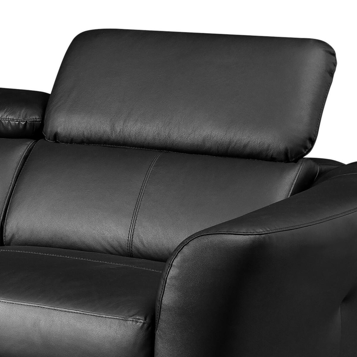 ECKSOFA Schwarz Echtleder Lederlook  - Schwarz, Design, Leder/Textil (183/261cm) - Livetastic