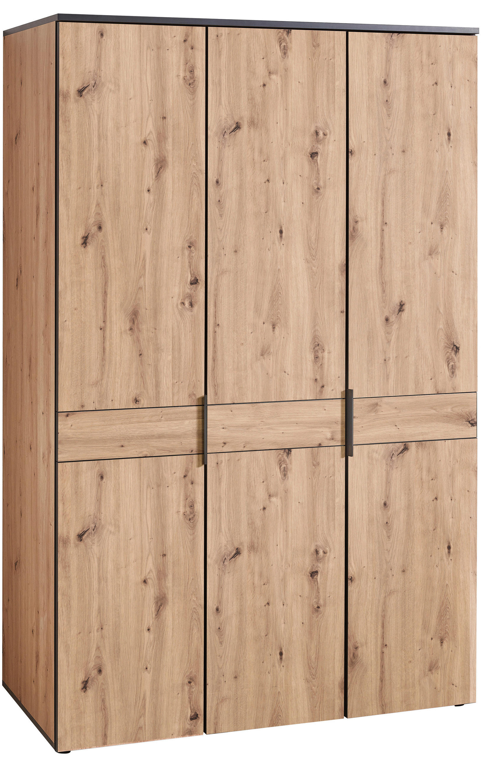 DREHTÜRENSCHRANK 3-türig Anthrazit, Eiche Artisan  - Anthrazit/Eiche Artisan, Design, Holzwerkstoff/Metall (136/210/61cm) - Venda