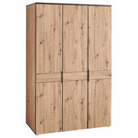 DREHTÜRENSCHRANK 3-türig Anthrazit, Eiche Artisan  - Anthrazit/Eiche Artisan, Design, Holzwerkstoff/Metall (136/210/61cm) - Venda