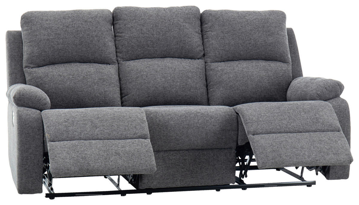 SITZGARNITUR VERONA Leinenoptik Dunkelgrau  - Dunkelgrau/Schwarz, Design, Kunststoff/Textil (84,5/133,5/100,5/92cm) - Livetastic