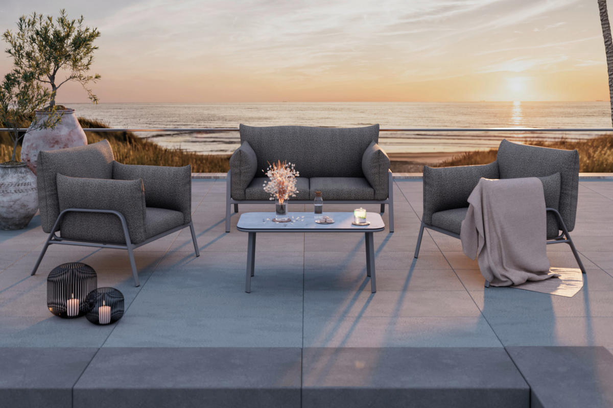 UTEMÖBLER SET  - mörkgrå/antracit, Basics, metall/glas - Ambia Garden