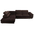 ECKSOFA in Webstoff Dunkelbraun  - Dunkelbraun, Design, Textil/Metall (235/280cm) - Hom`in