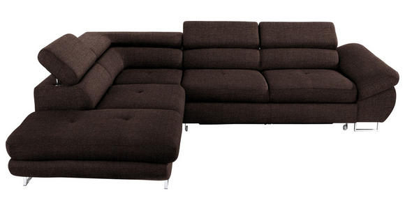 ECKSOFA in Webstoff Dunkelbraun  - Dunkelbraun, Design, Textil/Metall (235/280cm) - Hom`in