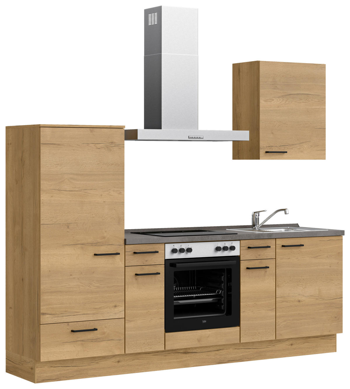 KÜCHENBLOCK 240 cm   in Eichefarben, Schieferfarben  - Schieferfarben/Eichefarben, MODERN, Holzwerkstoff/Metall (240cm) - Nobilia
