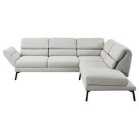 ECKSOFA Hellgrau Flachgewebe Armteilverstellung, Relaxfunktion, Kopfteilverstellung  - Hellgrau/Schwarz, Design, Textil/Metall (253-363/212-253cm) - Dieter Knoll