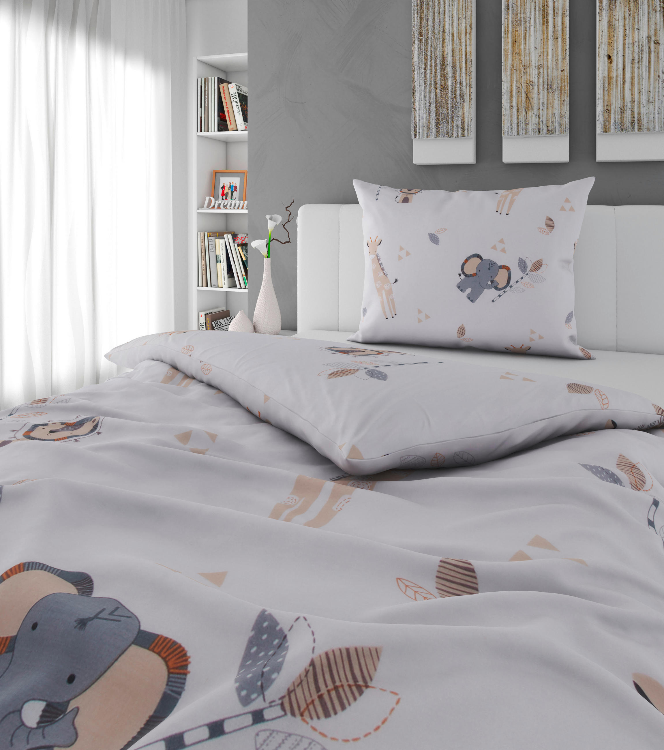 BABYBETTWÄSCHE 100/135 cm  - Beige/Grau, Trend, Textil (100/135cm) - Avelia