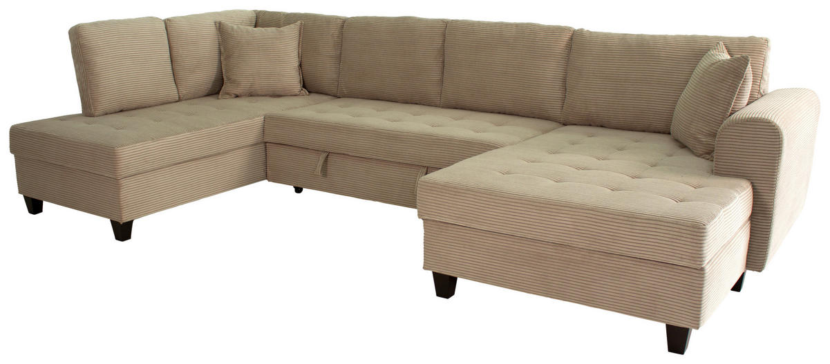 WOHNLANDSCHAFT MORITZ Graubraun Cord  - Graubraun, Trend, Textil (178/324/155cm) - P & B