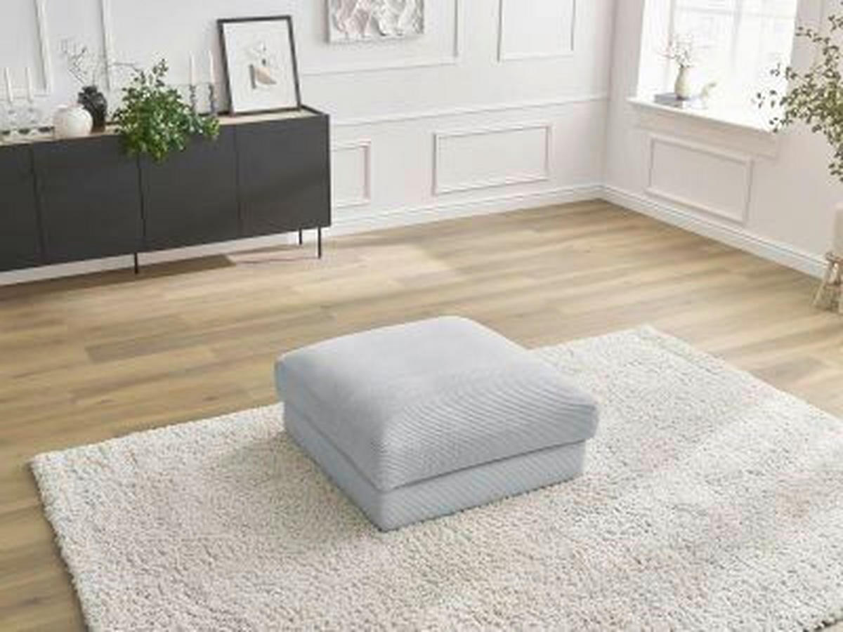 HOCKER LEONARD Cord Hellgrau  - Hellgrau/Schwarz, MODERN, Kunststoff/Textil (86/43/86cm)
