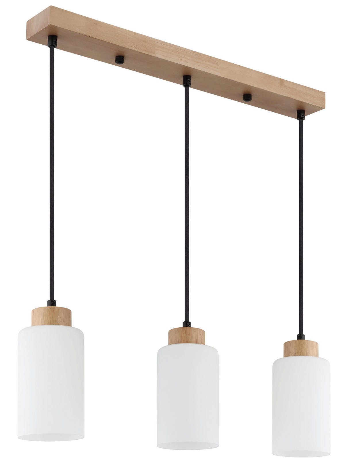 HÄNGELEUCHTE Rowena 60/10/120 cm  - Opal/Schwarz, Natur, Glas/Holz (60/10/120cm)