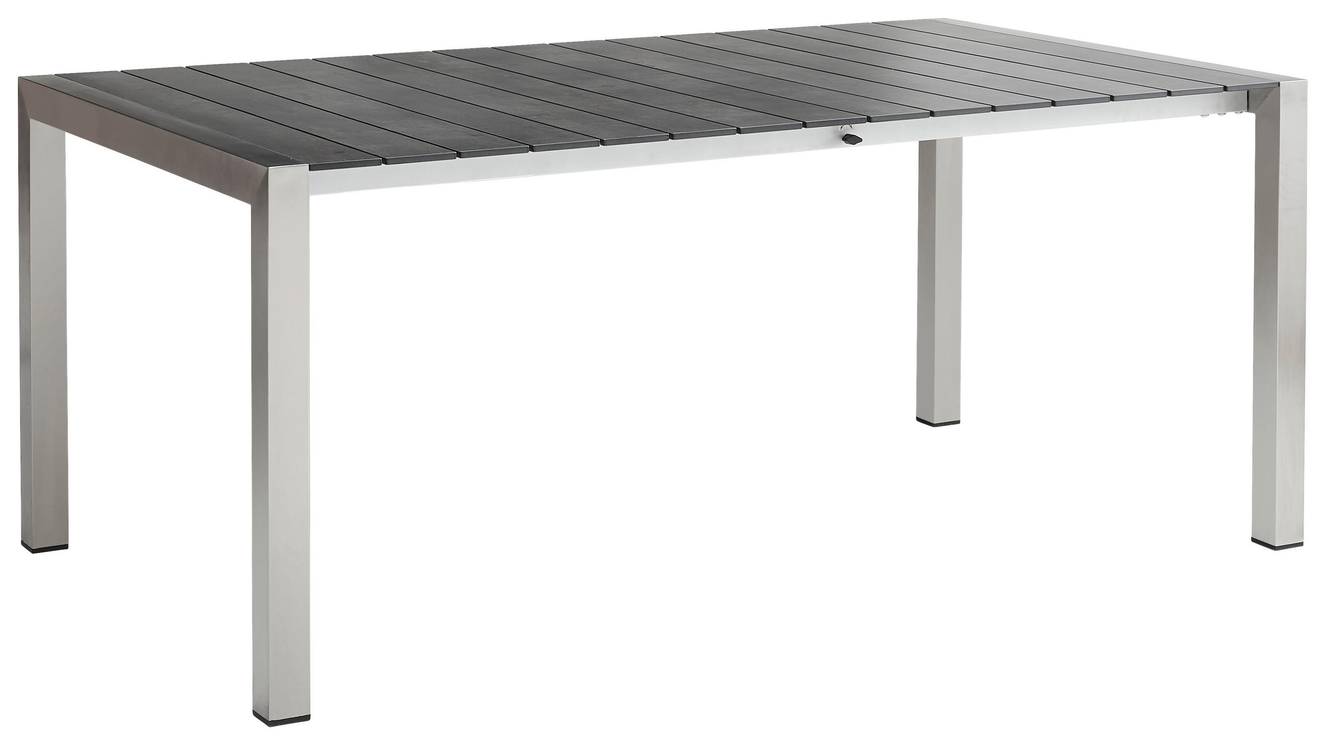 GARTENTISCH 180-248/100/74 cm Metall, Kunststoff rechteckig  - Edelstahlfarben/Dunkelgrau, KONVENTIONELL, Kunststoff/Metall (180-248/100/74cm) - Amatio