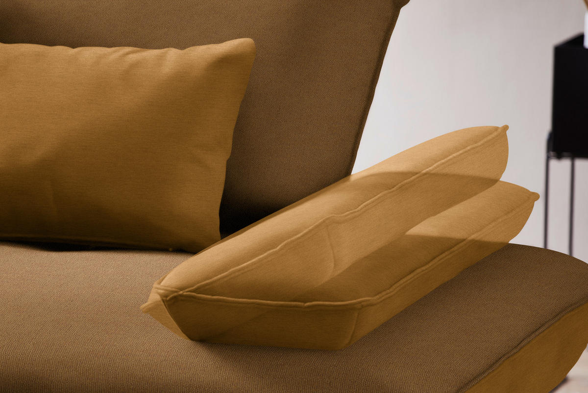 ECKSOFA in Flachgewebe Orange  - Schwarz/Orange, Design, Textil/Metall (310/250cm) - Moderano