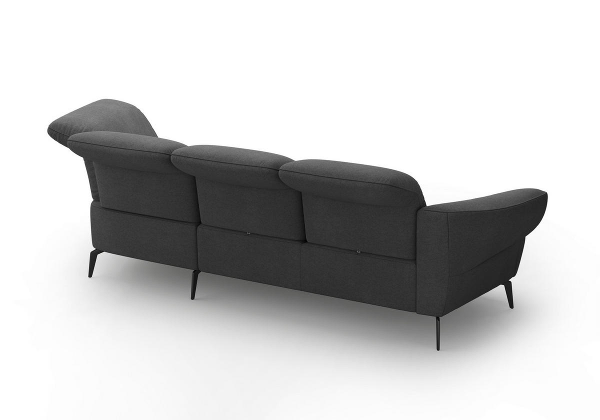 ECKSOFA DANCE E Dunkelgrau Mikrofaser  - Dunkelgrau/Schwarz, MODERN, Textil/Metall (313/208cm) - Sit & More