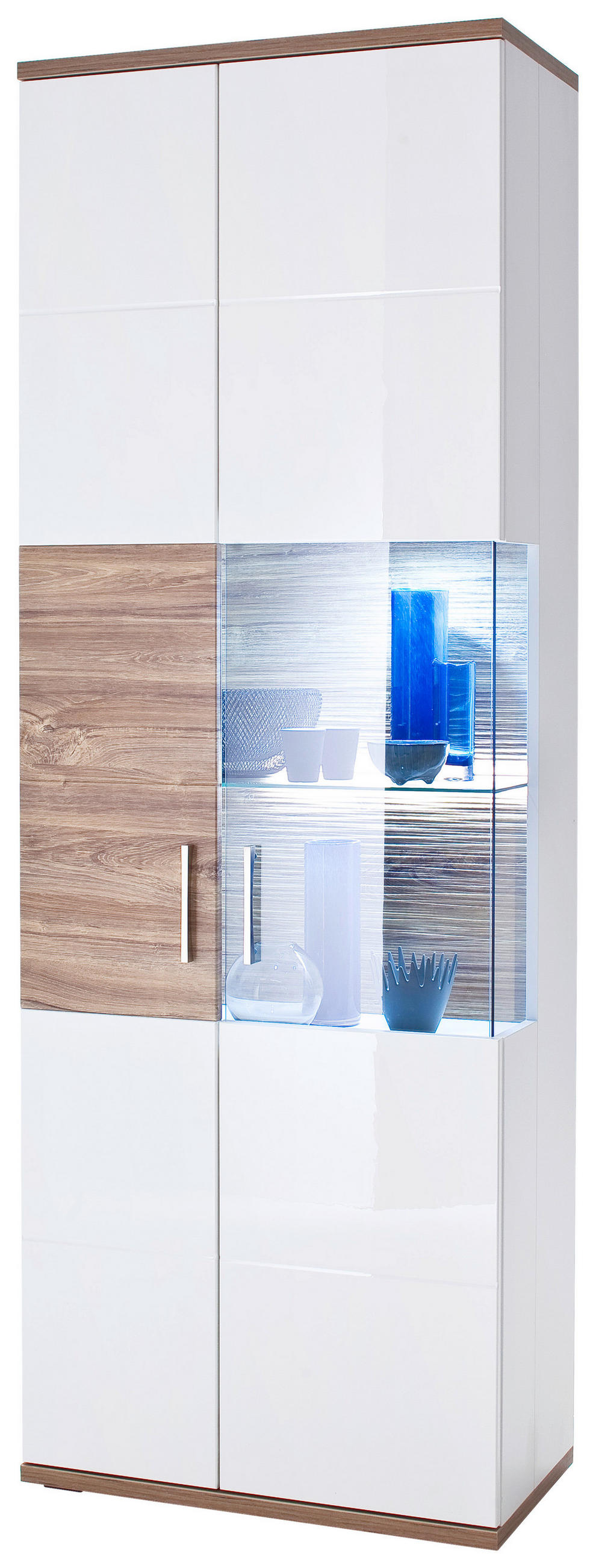 VITRINE  in Weiß, Eichefarben - Eichefarben/Weiß, Design, Glas/Holzwerkstoff (70/199/37cm) - Livetastic