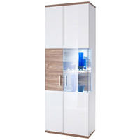VITRINE  in Weiß, Eichefarben - Eichefarben/Weiß, Design, Glas/Holzwerkstoff (70/199/37cm) - Livetastic