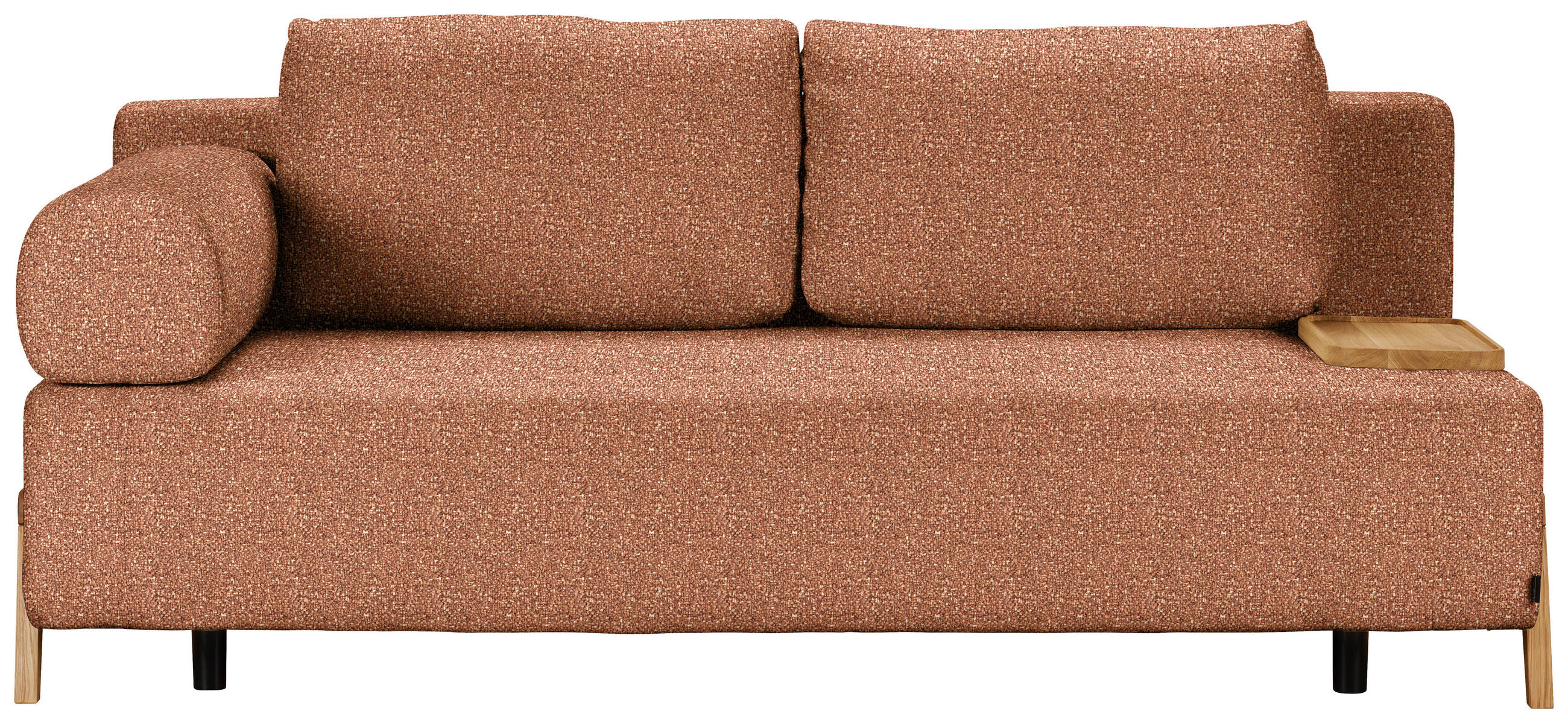 SCHLAFSOFA Bouclé Cognac  - Cognac/Naturfarben, Design, Holz/Textil (211/88/102cm) - Niels Andersson