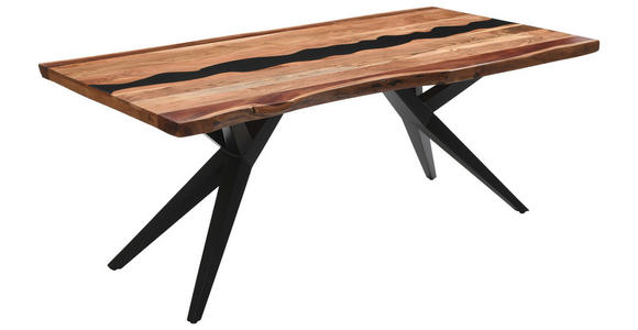 TISCHPLATTE in Holz, Naturmaterialien 200/100/5,5 cm - Schwarz/Akaziefarben, Design, Naturmaterialien/Holz (200/100/5,5cm) - Landscape