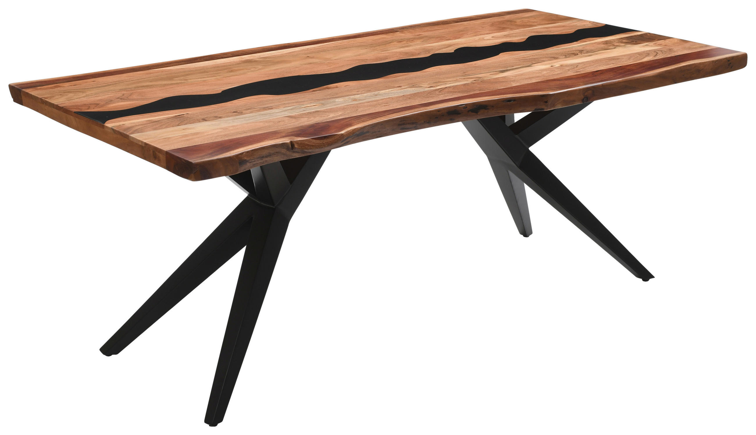 TISCHPLATTE Akazie Schwarz, Akaziefarben  - Schwarz/Akaziefarben, Design, Naturmaterialien/Holz (200/100/5,5cm) - Landscape