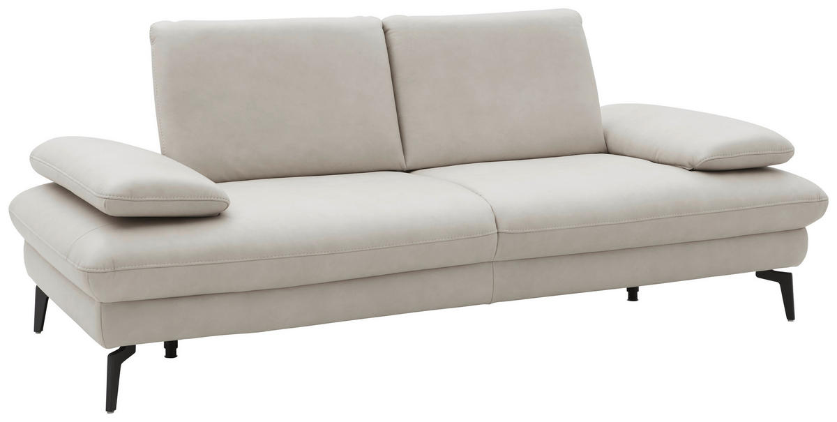 2,5-SITZER in Echtleder Ecru  - Ecru/Schwarz, Design, Leder/Metall (212/86/94cm) - Dieter Knoll