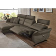ECKSOFA in Echtleder Graubraun  169/298 cm  - Graubraun/Schwarz, Design, Leder/Metall (169/298cm) - Dieter Knoll