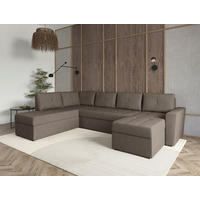 WOHNLANDSCHAFT TERMOLI Taupe Jacquard  - Taupe/Schwarz, Design, Kunststoff/Textil (212/297/155cm) - MID.YOU