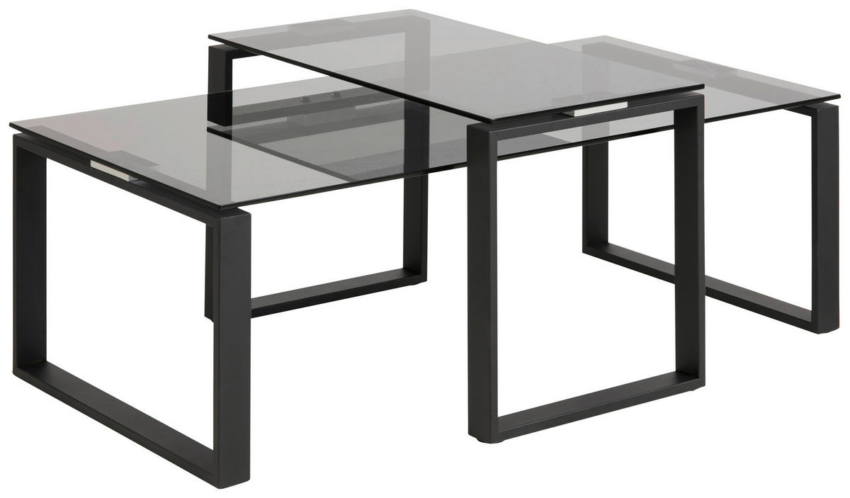 COUCHTISCH Metall, Glas 115/55/45 cm  - Klar/Schwarz, Trend, Glas/Metall (115/55/45cm) - Livetastic