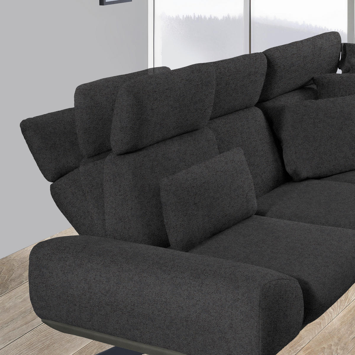 ECKSOFA Chenille, Flachgewebe Dunkelbraun, Schwarzbraun  - Schwarzbraun/Dunkelbraun, Design, Textil/Metall (270/239cm) - Koinor