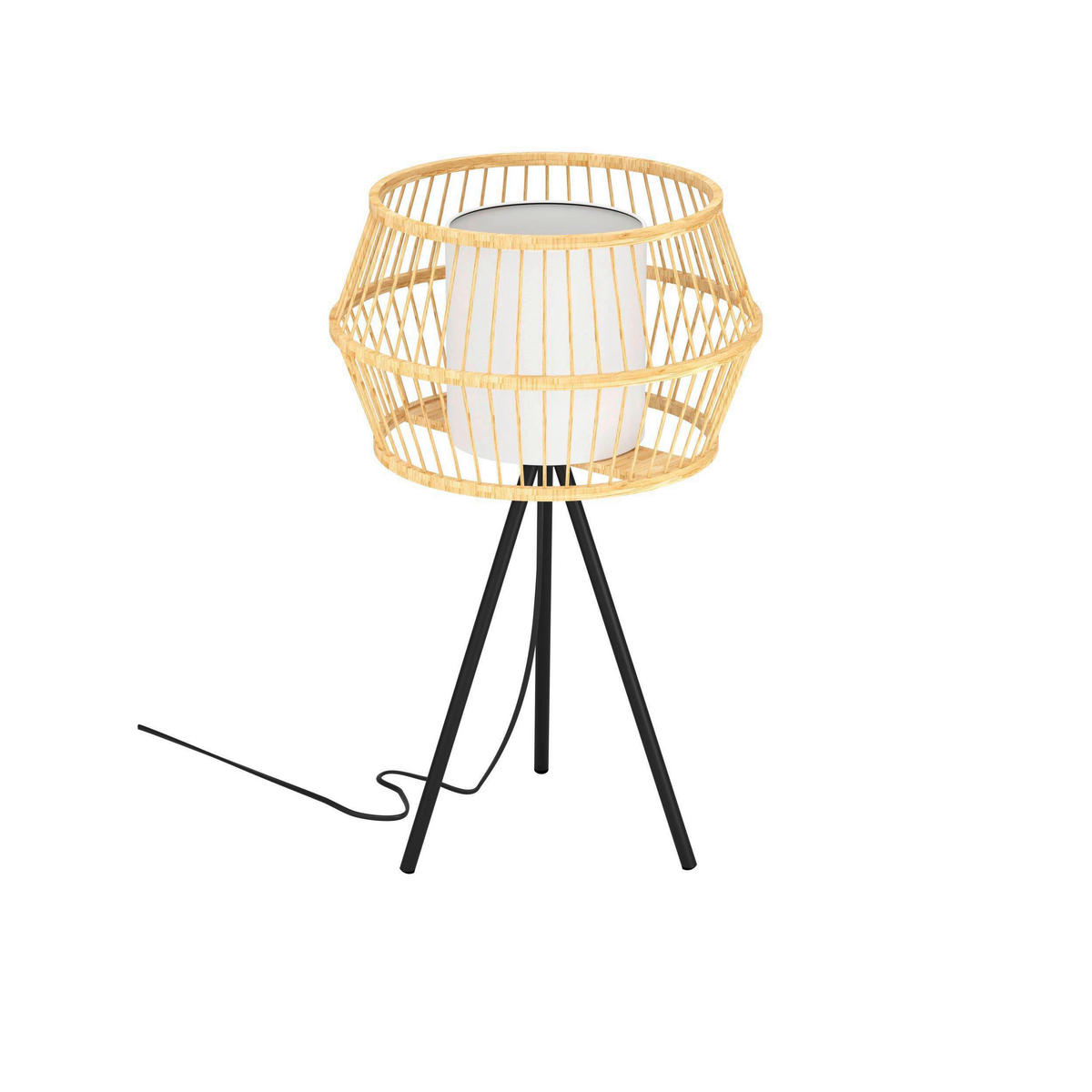 TISCHLEUCHTE 34,5/56 cm   - Schwarz/Naturfarben, Natur, Holz/Textil (34,5/56cm) - Eglo