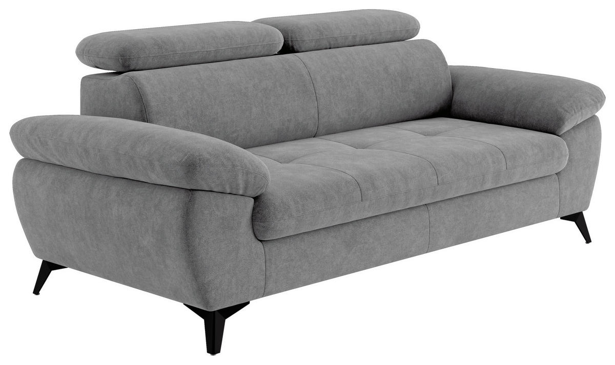 3-SITZER-SOFA in Grau  - Schwarz/Grau, Textil/Metall (215/84/100cm) - MID.YOU