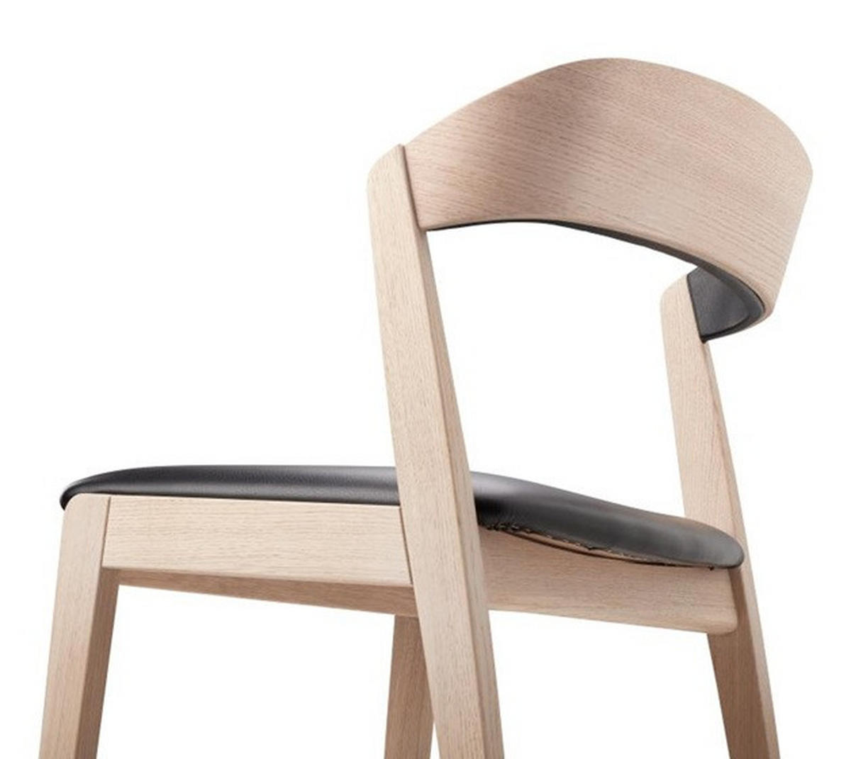 STOL  läderutbud, tygutbud  äkta läder  svart, ek Bianco  - ek Bianco/svart, Lifestyle, läder/trä (50/77/51cm) - Skovby