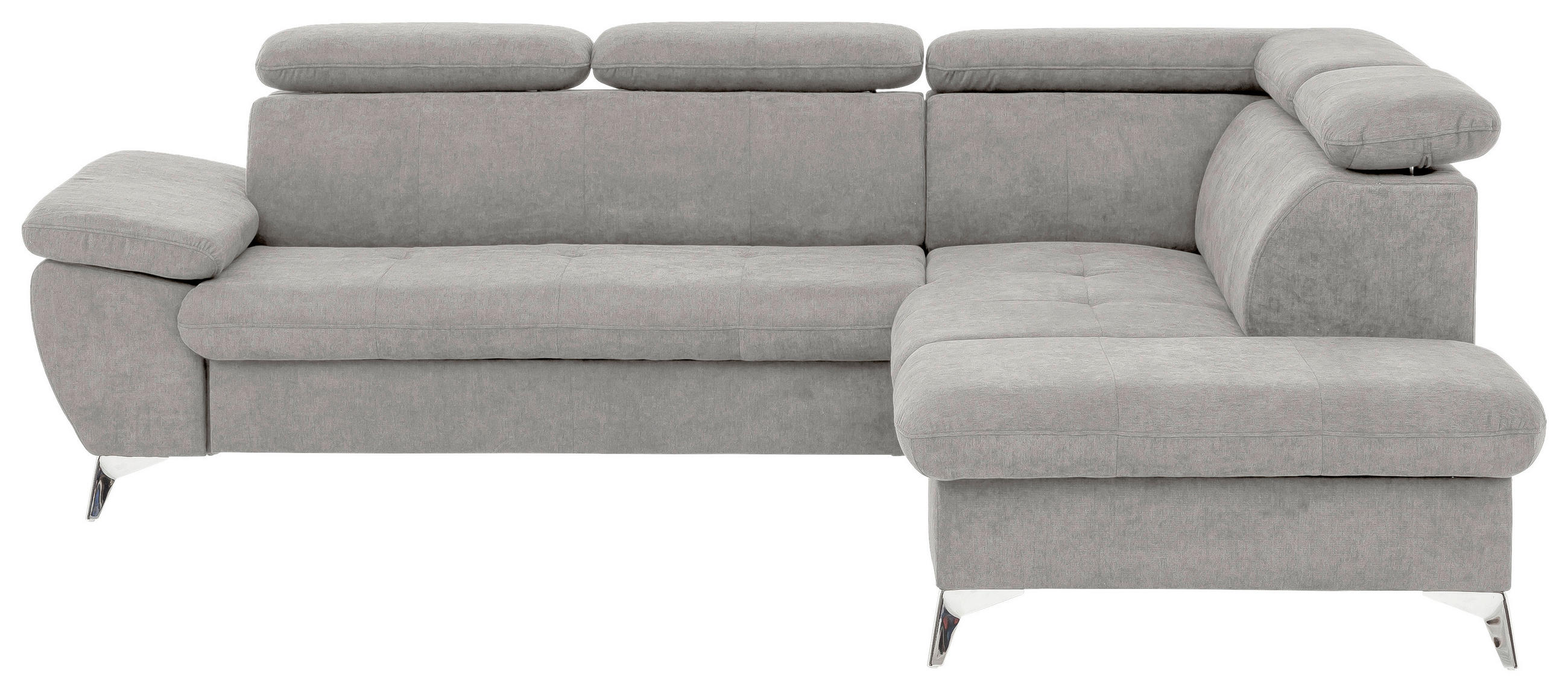ECKSOFA in Mikrofaser Grau  - Chromfarben/Grau, Konventionell, Textil/Metall (256/209cm) - Livetastic