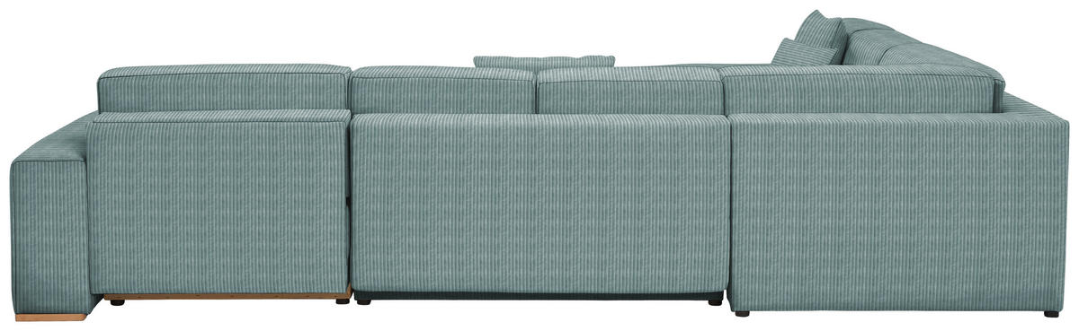 WOHNLANDSCHAFT in Cord Mintgrün  - Buchefarben/Schwarz, Konventionell, Holz/Kunststoff (283/371/208cm) - Livetastic