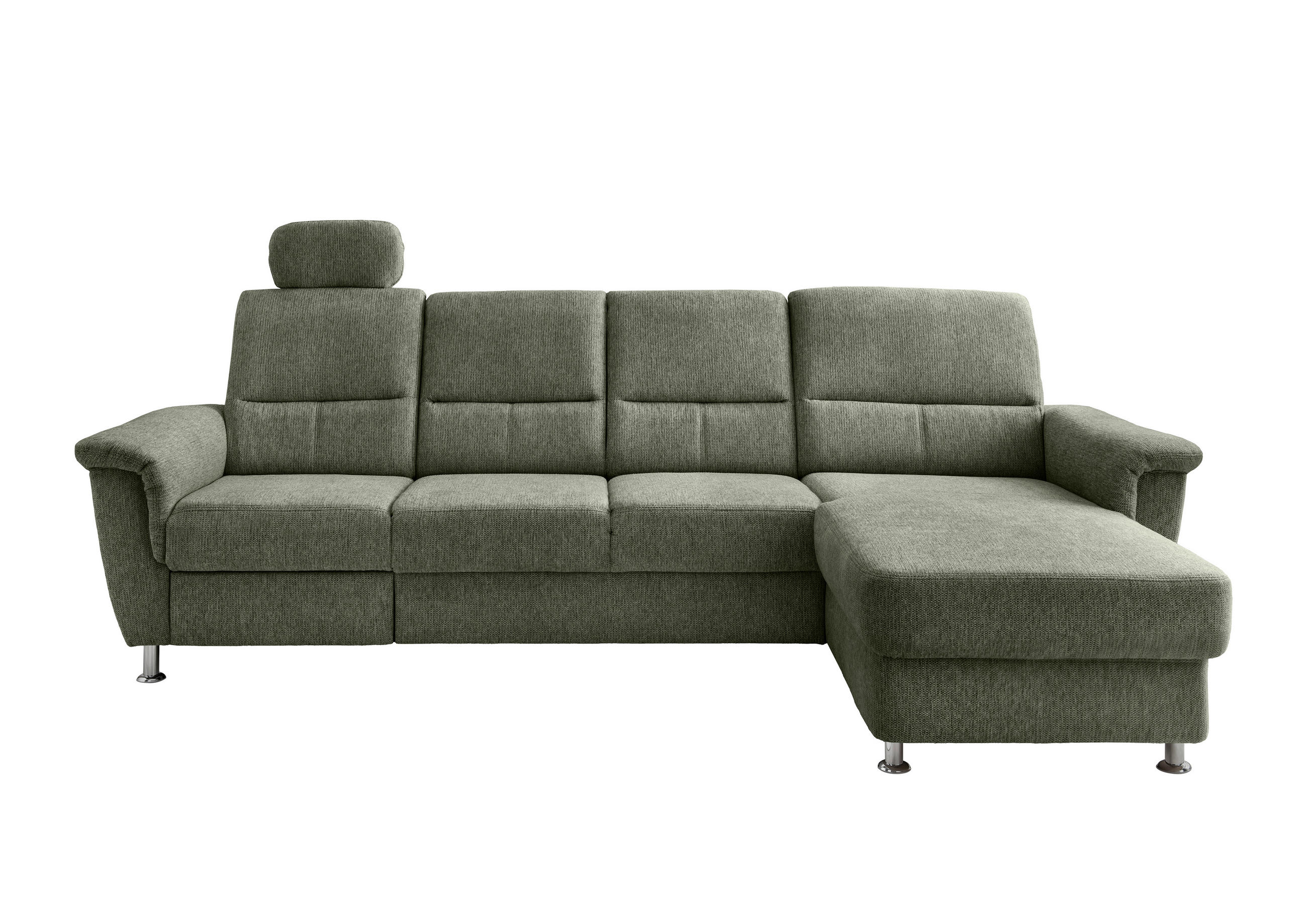 ECKSOFA Grün Chenille  - Chromfarben/Grün, KONVENTIONELL, Textil/Metall (292/165cm) - Livetastic