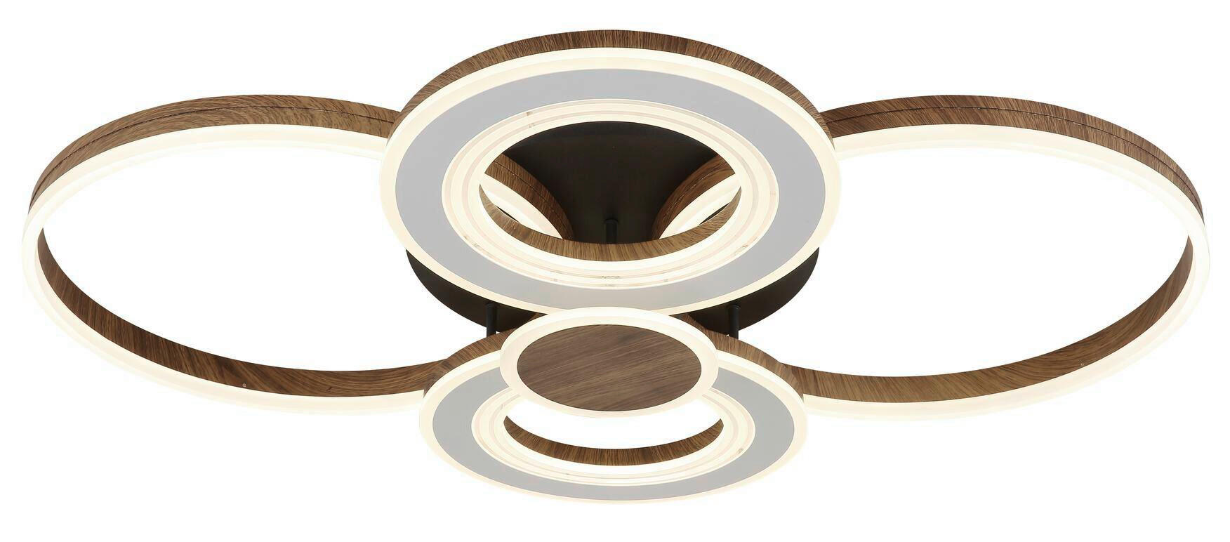 LED-DECKENLEUCHTE Glitra 106/80/16 cm  - Dunkelbraun/Opal, Design, Kunststoff/Metall (106/80/16cm) - Globo