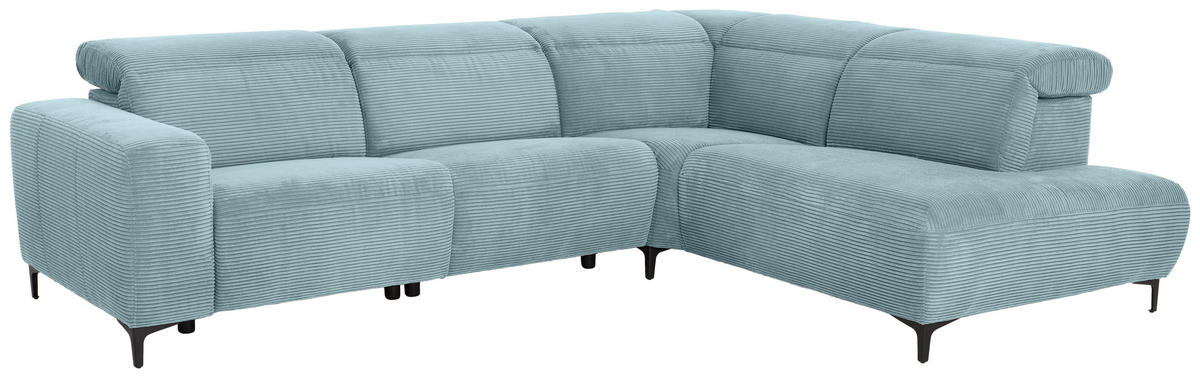 ECKSOFA in Cord Hellblau  - Schwarz/Hellblau, Design, Textil (290/223cm) - Pure Home Lifestyle