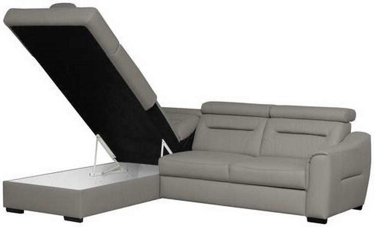 ECKSOFA  in Lederlook Echtleder Schlammfarben  - Wengefarben/Schlammfarben, Design, Leder/Holz (212/260cm) - Celina Home