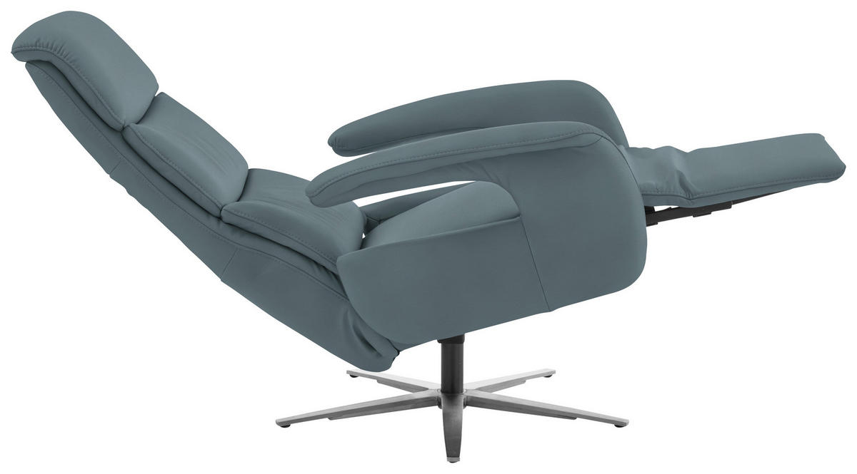 RELAXSESSEL in Leder Blaugrau  - Edelstahlfarben/Blaugrau, Design, Leder/Metall (76/119/86cm) - Dieter Knoll